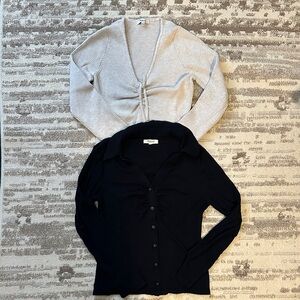 Women's Black and Gray Sweater Set